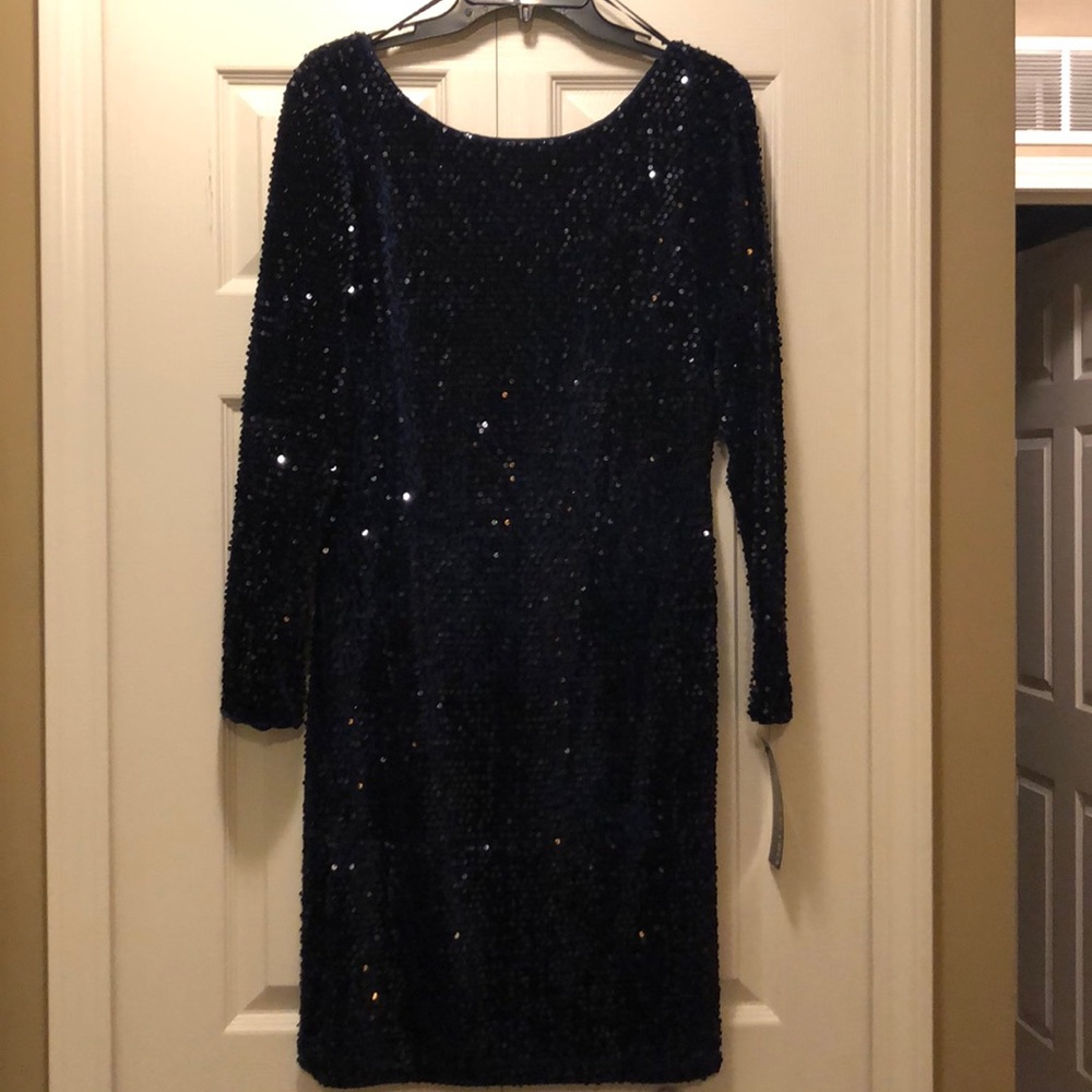 Chetta B Navy Blue Sequin Cocktail dress Sz 14